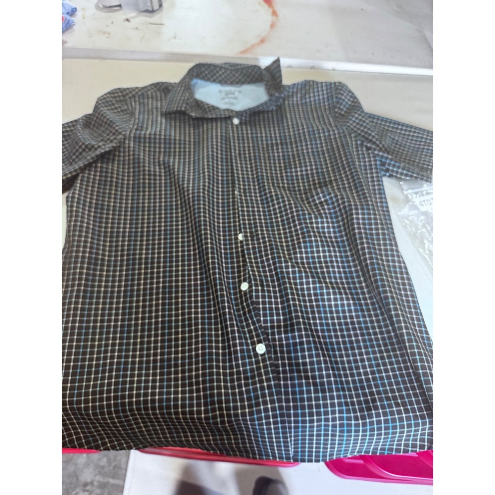 Chaps Everyday Performance Mens Medium Short Sleeve Button Down Grid Shirt Black